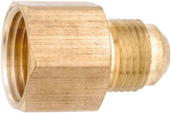 ANDERSON METALS - 3/8" Tube OD, 45° Lead Free Brass Flared Tube Female Connector - 3/8 NPT, Flare x FNPT Ends - Industrial Tool & Supply