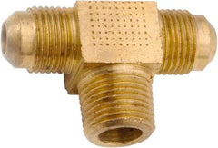 ANDERSON METALS - 1/2" Tube OD, 45° Lead Free Brass Flared Tube Male Branch Tee - 3/8 NPT, Flare x Flare x MIP Ends - Industrial Tool & Supply