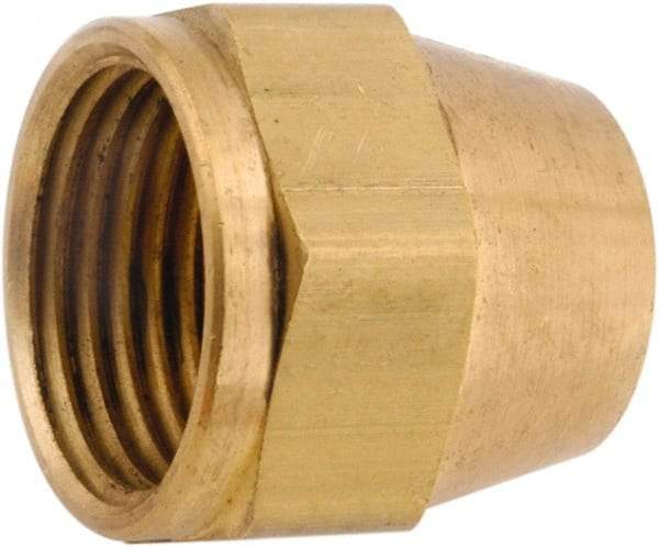 ANDERSON METALS - 1/2" Tube OD, 45° Lead Free Brass Flared Tube Nut - Flare Ends - Industrial Tool & Supply