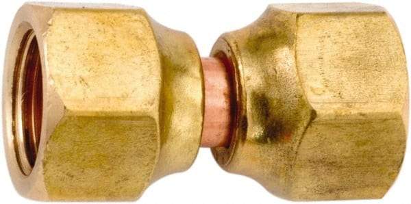 ANDERSON METALS - 1/2" Tube OD, 45° Lead Free Brass Flared Tube Swivel Connector - Flare x Flare Ends - Industrial Tool & Supply
