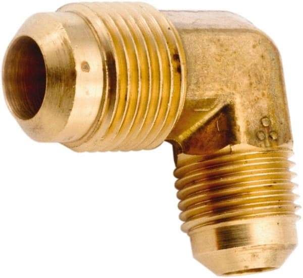 ANDERSON METALS - 1/2 x 3/8" Tube OD, 45° Lead Free Brass Flared Tube Union Elbow - Flare x Flare Ends - Industrial Tool & Supply