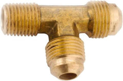 ANDERSON METALS - 3/8" Tube OD, 45° Lead Free Brass Flared Tube Male Run Tee - 3/8 NPT, Flare x MIP x Flare Ends - Industrial Tool & Supply