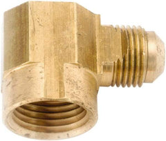ANDERSON METALS - 1/4" Tube OD, 45° Lead Free Brass Flared Tube Female Elbow - 1/8 NPT, Flare x FNPT Ends - Industrial Tool & Supply