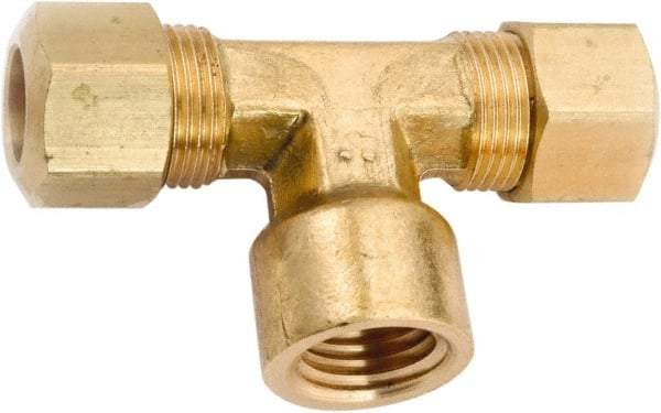 ANDERSON METALS - 5/8" OD, Lead Free Brass Female Branch Tee - 150 Max Working psi, Comp x Comp x FNPT Ends - Industrial Tool & Supply