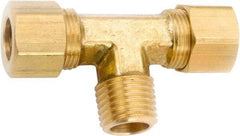 ANDERSON METALS - 3/8" OD, Lead Free Brass Male Branch Tee - 200 Max Working psi, Comp x Comp x MNPT Ends - Industrial Tool & Supply