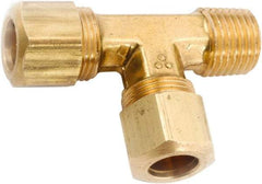 ANDERSON METALS - 3/8" OD, Lead Free Brass Male Run Tee - 200 Max Working psi, Comp x MNPT x Comp Ends - Industrial Tool & Supply
