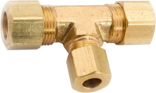 ANDERSON METALS - 1/2 x 1/2 x 3/8" OD, Lead Free Brass Union Tee - 200 Max Working psi, Comp x Comp x Comp Ends - Industrial Tool & Supply