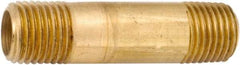 ANDERSON METALS - 3" Long, 1/4" Pipe Threaded Brass Pipe Nipple - NPT Thread, Lead Free Brass - Industrial Tool & Supply