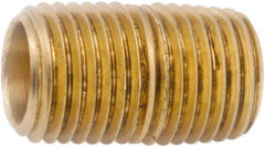 ANDERSON METALS - 1" Long, 3/8" Pipe Threaded Brass Pipe Nipple - NPT Thread, Lead Free Brass - Industrial Tool & Supply