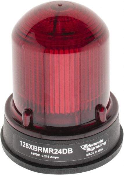 Edwards Signaling - 24 VDC, 4X NEMA Rated, LED, Red, Flashing, Steady Light - 65 Flashes per min, 3/4 Inch Pipe, 3-1/4 Inch Diameter, 3-7/8 Inch High, Panel Mount, Pipe Mount - Industrial Tool & Supply
