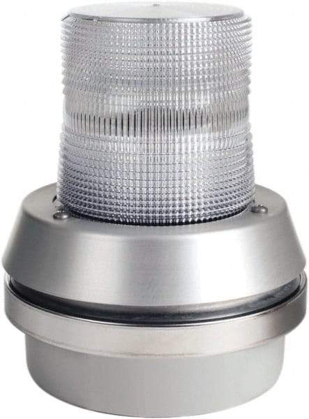Edwards Signaling - 120 VAC, LED, Clear, Flashing Light - 65 Flashes per min, 1/2 Inch Pipe, 6 Inch Diameter, 7-3/8 Inch High, Box Mount, Pane, Pipe, Surface and Wall Mount - Industrial Tool & Supply