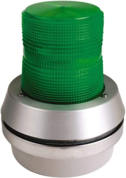 Edwards Signaling - 120 VAC, LED, Green, Flashing Light - 65 Flashes per min, 1/2 Inch Pipe, 6 Inch Diameter, 7-3/8 Inch High, Box Mount, Pane, Pipe, Surface and Wall Mount - Industrial Tool & Supply