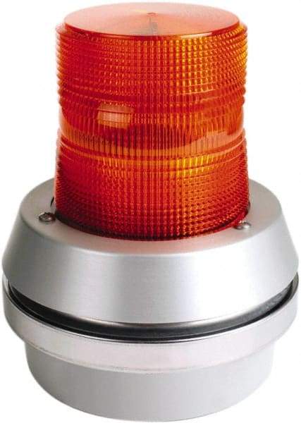 Edwards Signaling - 24 VDC, LED, Amber, Flashing Light - 65 Flashes per min, 1/2 Inch Pipe, 6 Inch Diameter, 7-3/8 Inch High, Box Mount, Pane, Pipe, Surface and Wall Mount - Industrial Tool & Supply