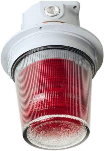 Edwards Signaling - 120 VAC, 4, 3R NEMA Rated, LED, Red, Flashing, Steady Light - 65 Flashes per min, 3/4 Inch Pipe, 7 Inch Diameter, 10-1/8 Inch High, Ceiling Mount - Industrial Tool & Supply