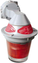 Edwards Signaling - 120 VAC, 4, 3R NEMA Rated, LED, Red, Flashing, Steady Light - 65 Flashes per min, 3/4 Inch Pipe, 7 Inch Diameter, 11-3/8 Inch High, Bracket Mount - Industrial Tool & Supply