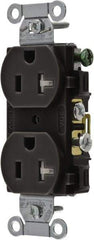 Hubbell Wiring Device-Kellems - 125 VAC, 20 Amp, 5-20R NEMA Configuration, Black, Specification Grade, Self Grounding Duplex Receptacle - 1 Phase, 2 Poles, 3 Wire, Flush Mount, Tamper Resistant - Industrial Tool & Supply