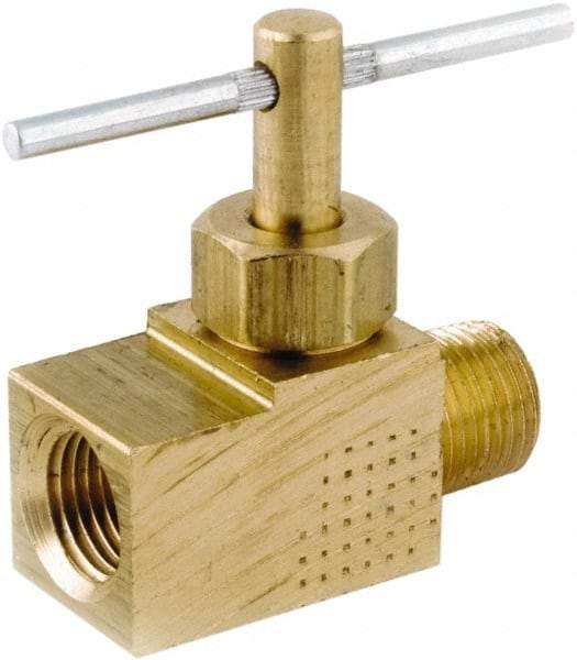 ANDERSON METALS - 1/4" Pipe, Inline Metal Seat Needle Valve - Brass Seal, MIP x FIP Ends, Lead Free Brass Valve, 150 Max psi - Industrial Tool & Supply