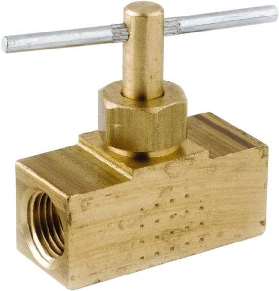 ANDERSON METALS - 1/4" Pipe, Inline Metal Seat Needle Valve - Brass Seal, Female x Female Ends, Lead Free Brass Valve, 150 Max psi - Industrial Tool & Supply