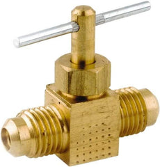 ANDERSON METALS - 3/8 x 3/8" Pipe, Inline Metal Seat Needle Valve - Brass Seal, FL x FL Ends, Lead Free Brass Valve, 150 Max psi - Industrial Tool & Supply