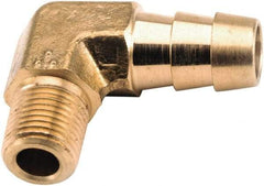 ANDERSON METALS - 1/4 NPT Thread Hose Barb x Male NPT 90° Elbow - 1/4" ID Hose, Lead Free Brass - Industrial Tool & Supply