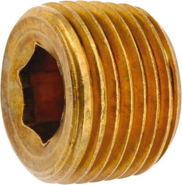 ANDERSON METALS - 3/4-14 Male Thread, Lead Free Brass Industrial Pipe Hollow Hex Plug - MNPT, 1,000 psi - Industrial Tool & Supply