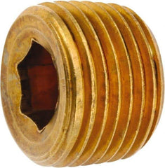 ANDERSON METALS - 1/2-14 Male Thread, Lead Free Brass Industrial Pipe Hollow Hex Plug - MNPT, 1,000 psi - Industrial Tool & Supply