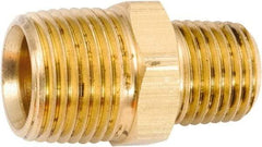 ANDERSON METALS - 3/8-18 x 1/4-18 Male Thread, Lead Free Brass Industrial Pipe Hex Nipple - MNPT, 1,000 psi - Industrial Tool & Supply