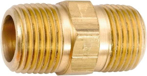 ANDERSON METALS - 1/2-14 Male Thread, Lead Free Brass Industrial Pipe Hex Nipple - MNPT, 1,000 psi - Industrial Tool & Supply
