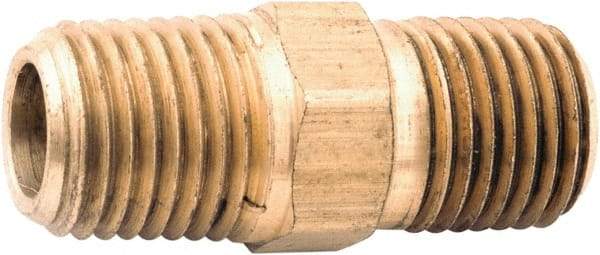 ANDERSON METALS - 1/4-18 Male Thread, Lead Free Brass Industrial Pipe Long Hex Nipple - MNPT, 1,000 psi - Industrial Tool & Supply