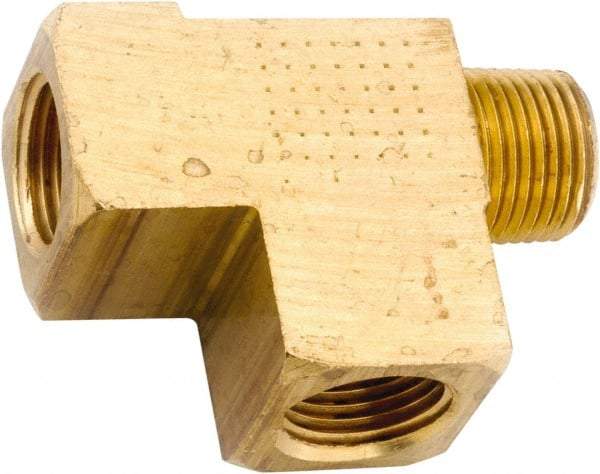 ANDERSON METALS - 1/4-18 Male Thread x 1/4-18 Female Thread, Lead Free Brass Industrial Pipe Street Tee - MNPT x FNPT, 1,000 psi - Industrial Tool & Supply