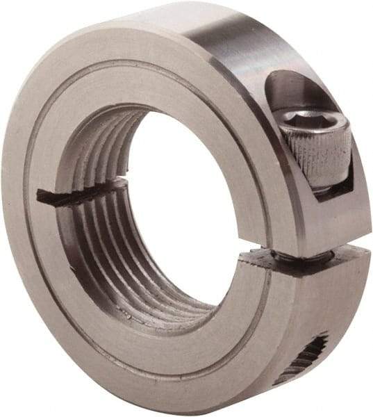 Climax Metal Products - 1-12 Thread, Stainless Steel, One Piece Threaded Shaft Collar - 1-3/4" Outside Diam, 1/2" Wide - Industrial Tool & Supply