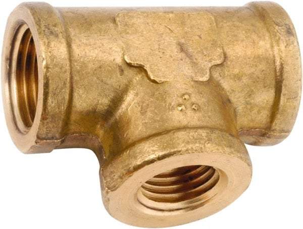 ANDERSON METALS - Class NSF, 3/8 x 3/8 x 1/4" Internal Pipe, Lead Free Brass Reducing Tee - NPT - Industrial Tool & Supply
