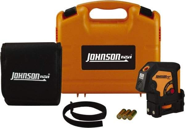 Johnson Level & Tool - 2 Beam 100' (Interior) Max Range Self Leveling Dot Laser Level - Red Beam, 1/8" at 50' Accuracy, 9-1/2" Long x 1" Wide x 2-1/4" High, Battery Included - Industrial Tool & Supply