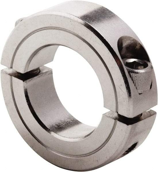 Climax Metal Products - 5-15/16" Bore, Stainless Steel, Two Piece Clamp Collar - 7-1/4" Outside Diam, 7/8" Wide - Industrial Tool & Supply