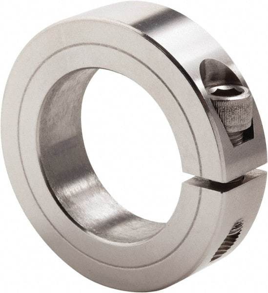 Climax Metal Products - 3-3/16" Bore, Stainless Steel, One Piece Clamp Collar - 4-1/2" Outside Diam, 7/8" Wide - Industrial Tool & Supply