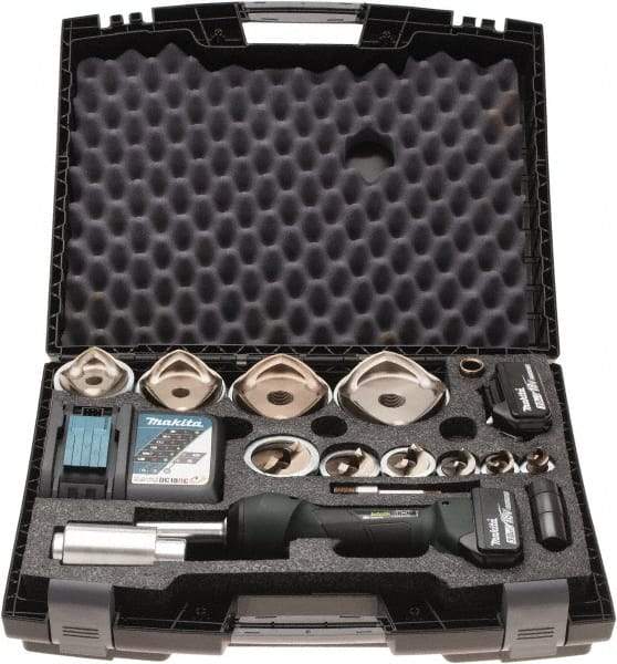 Greenlee - 19 Piece, 0.88 to 4.5445" Punch Hole Diam, Hydraulic Knockout Set - Round Punch, 10 Gage Stainless Steel, 10 Gage Mild Steel - Industrial Tool & Supply