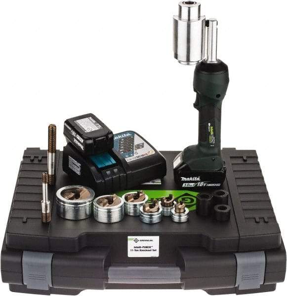 Greenlee - 16 Piece, 0.88 to 2.4165" Punch Hole Diam, Hydraulic Knockout Set - Round Punch, 10 Gage Stainless Steel, 10 Gage Mild Steel - Industrial Tool & Supply