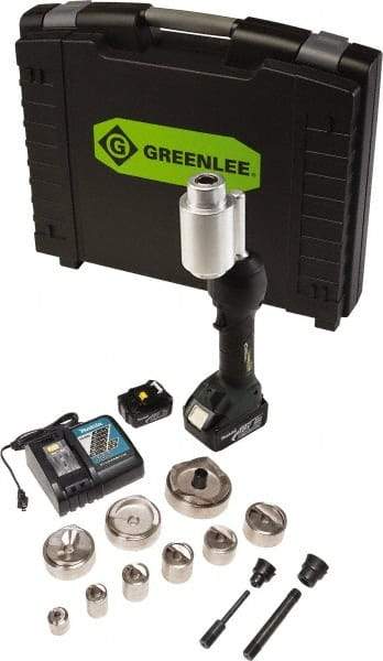 Greenlee - 16 Piece, 0.88 to 4.5445" Punch Hole Diam, Hydraulic Knockout Set - Round Punch, 10 Gage Stainless Steel, 10 Gage Mild Steel - Industrial Tool & Supply