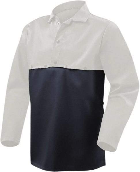 Steiner - Size 23 x 19, 19" Long, Flame Resistant, Detachable Bib - Cotton, 9 oz, Navy Blue - Industrial Tool & Supply