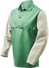 Steiner - Size 4XL, 19" Long, Flame Resistant, Cape Sleeves & Bib - Cotton & Leather, 9 oz, Green & Gray - Industrial Tool & Supply