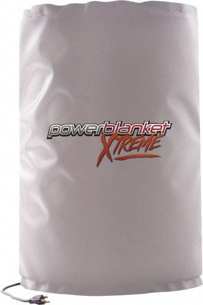 Powerblanket - 14" Wide, 15 Gallon Wrap-Around Drum Heater - 120 Volt, 160 Watts to 320 Watts, 0.5 Amps, 0°F to 100°F Thermostat Rating - Industrial Tool & Supply