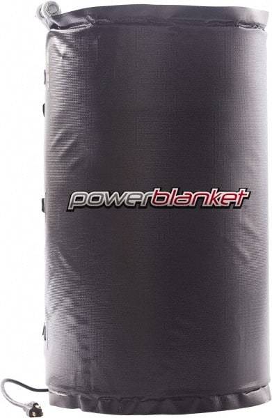 Powerblanket - 14" Wide, 15 Gallon Wrap-Around Drum Heater - 120 Volt, 160 Watts to 320 Watts, 0.5 Amps, 0°F to 100°F Thermostat Rating - Industrial Tool & Supply