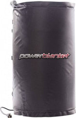 Powerblanket - 14" Wide, 15 Gallon Wrap-Around Drum Heater - 120 Volt, 160 Watts to 320 Watts, 0.5 Amps, 0°F to 100°F Thermostat Rating - Industrial Tool & Supply