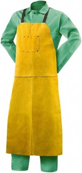 Steiner - 24 x 48" General Purpose Waist Apron - Leather, Yellow, 1 Pocket, Strap Closure - Industrial Tool & Supply