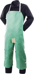 Steiner - 24 x 48" Flame Resistant/Retardant Split Leg Apron - Cotton, 9 oz Material, Green, Strap Closure - Industrial Tool & Supply