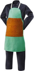 Steiner - 24 x 40" Flame Resistant/Retardant Bib Apron - Cotton & Leather, 12 oz Material, Green, Strap Closure - Industrial Tool & Supply
