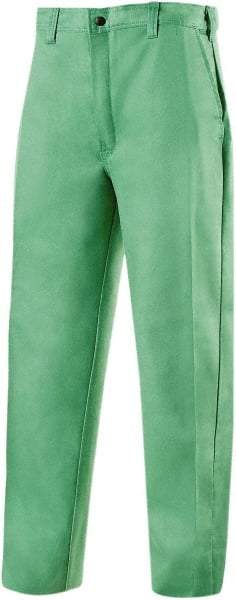 Steiner - Cotton Flame Resistant/Retardant Pants - Zipper Closure, 4 Pockets, 50" Waist, 32" Inseam, Green, ASTM D6413-10 - Industrial Tool & Supply