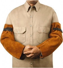 Steiner - Size Adjustable, Brown Leather Sleeve - 18" Long Sleeve, Bicep Strap with Snap Wrist - Industrial Tool & Supply