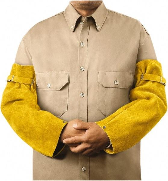 Steiner - Size Adjustable, Bourbon (Color) Leather Sleeve - 18" Long Sleeve, Bicep Strap with Snap Wrist - Industrial Tool & Supply