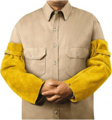 Steiner - Size Adjustable, Bourbon (Color) Leather Sleeve - 18" Long Sleeve, Bicep Strap with Snap Wrist - Industrial Tool & Supply